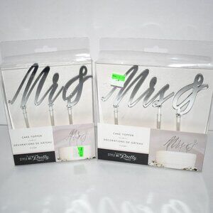 Style Me Pretty Silver Mr & Mrs Cake Toppers NIB